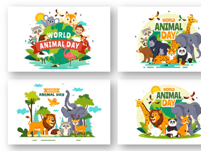 12 World Animal Day Illustration