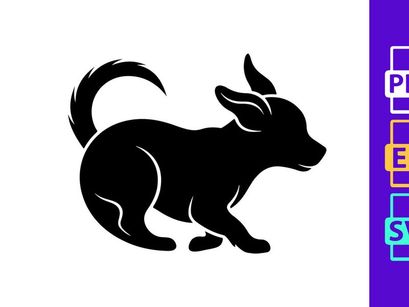 Black Silhouette of a Running Chihuahua Dog