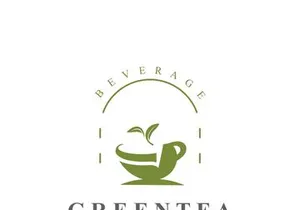 Green tea logo, herbal, organic health minimal design template