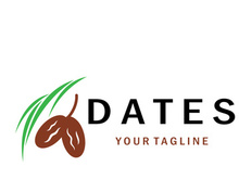 Date palm fruit plant logo design with leaves,seeds and date palm tree isolated background exotic organic plant.