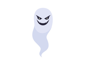 Spooky evil ghost semi flat color vector character preview picture