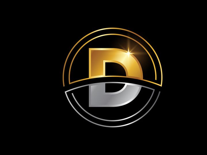 Initial English alphabet with circle frame. Golden and silver color alphabet symbol for corporate business identity