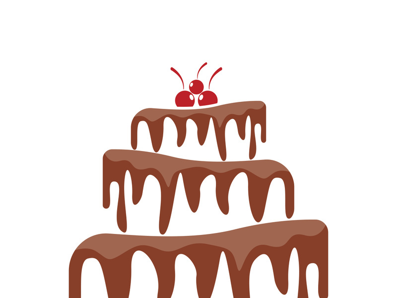 Sweet cake template logo design vector illustration of silhouette with cherries