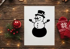 Schwarz-weiß Schneemann-Symbol mit Zylinder für Weihnachtsprojekte