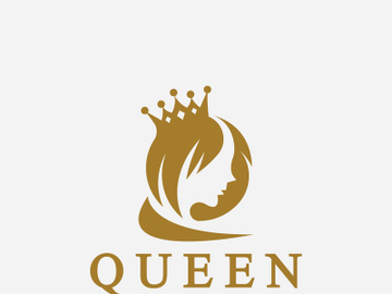 Beautiful face queen icon logo.for queen logo.Beauty woman hair salon golden logo. cosmetic, skin care business logo preview picture