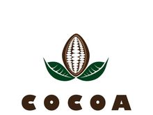 cocoa logo,cocoa bean,cocoa tree,cocoa branches and leaves,chocolate mix on white background,vintage,modern,simple,minimalist icon illustration template design vector