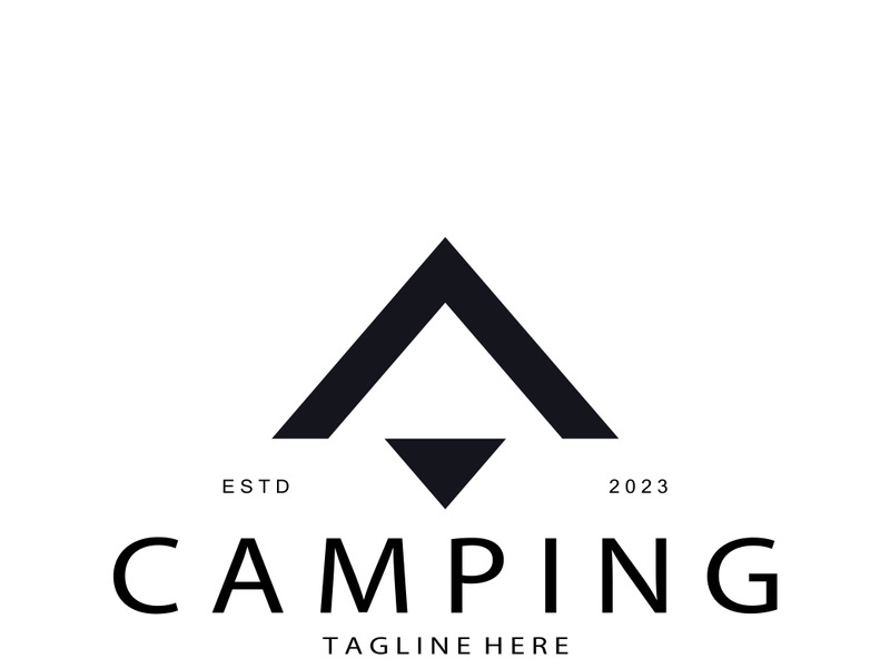 vintage and retro tent logo, camping. With tent, tree and bonfire sign. adventurers, scouts, climbers, camping equipment center