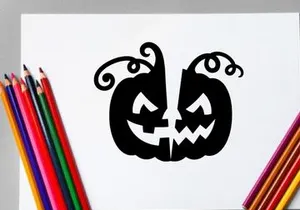Halloween Jack-o'-lanterns with spooky faces for festive celebration