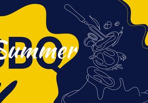 Summer Journey Flat Illustration abstract background line art