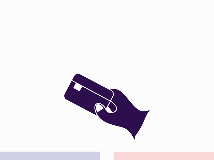 Hand holding credit card business icon image design