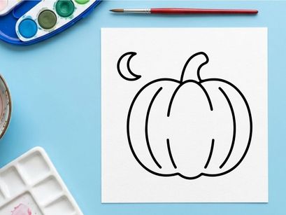 Ilustrasi gambar labu kartun tangan untuk panen musim gugur. Seni garis sederhana simbol labu mewakili perayaan Halloween dan Thanksgiving.