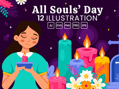 12 All Souls Day Vector Illustration