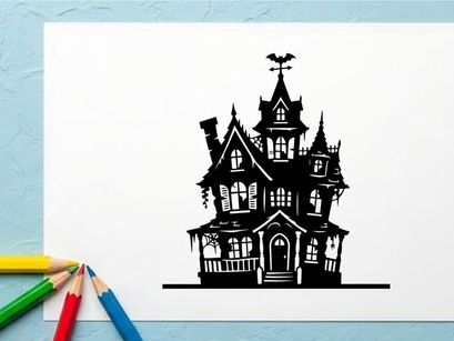 Haunted Victorian House Illustration for Spooky Halloween Themes