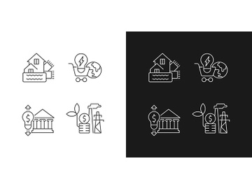 Renewable electrical energy linear icons set for dark and light mode preview picture