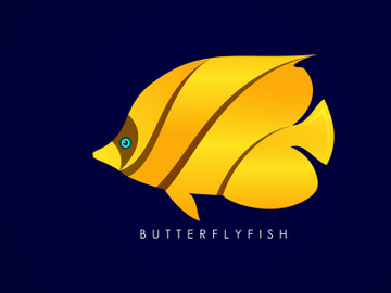 Modern Butterflyfish gradient logo. Fish logo design template. Seafood restaurant shop Logotype concept icon. preview picture