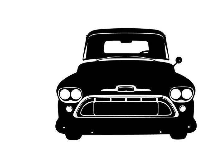 Vintage car silhouette with chrome accents and round headlights