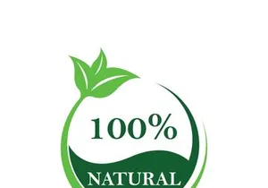 100% Natural and organic product badge vector green icon