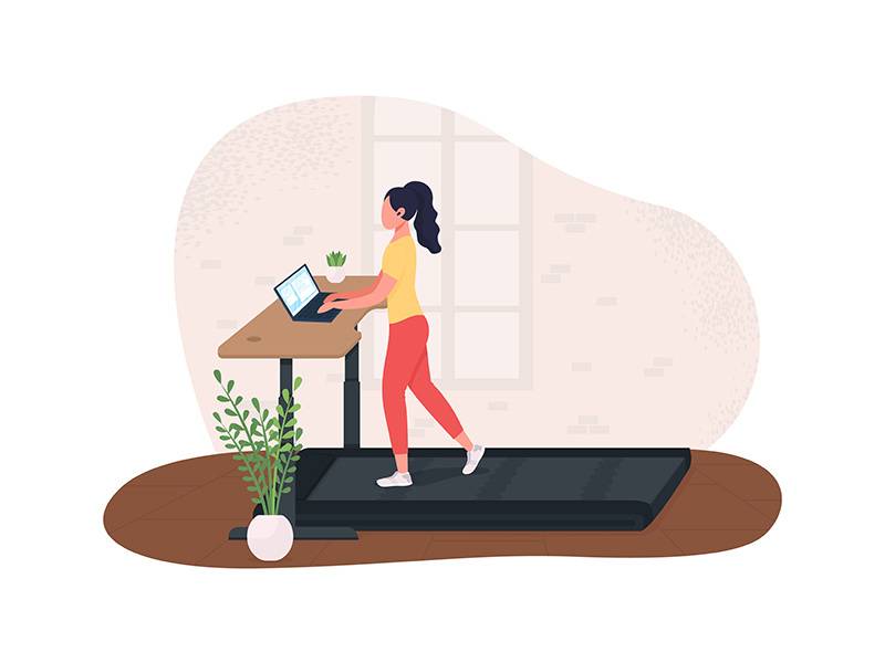 Exercising at work 2D vector web banner, poster