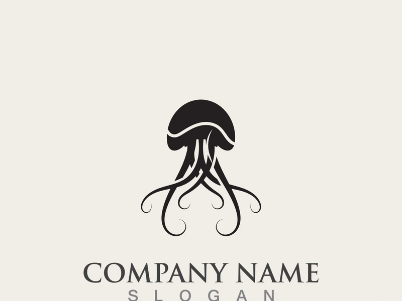 Jellyfish icon illustration design, simple logo template vector
