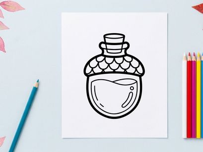 Zaubertrankflasche-Symbol. Fantasy-Elixierflaschen-Illustration für Halloween-Design.