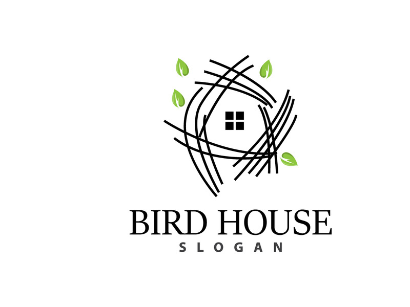 Bird Nest Logo, Bird House Shelter Vector