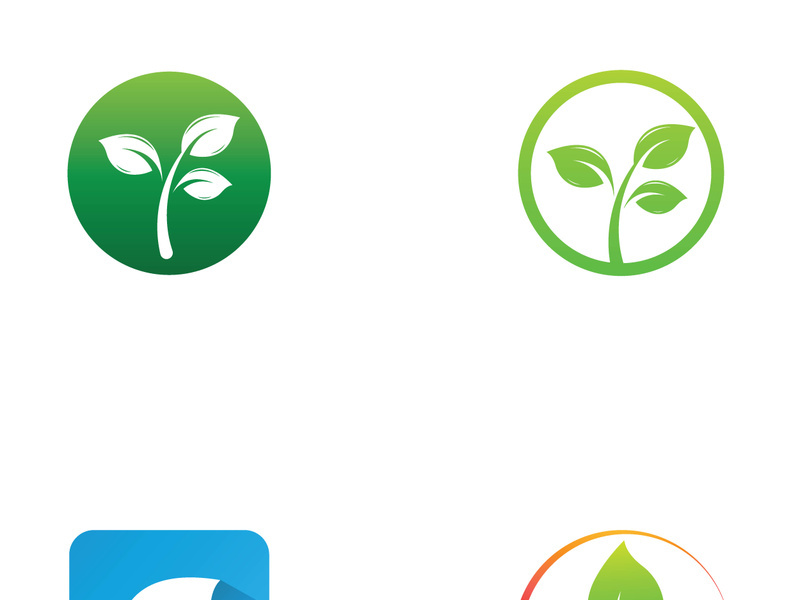 Natural green leaf logo design.