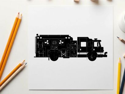 Fire truck silhouette profile view