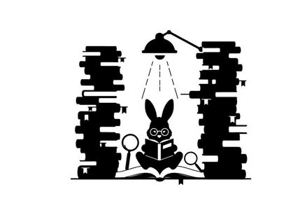 Silhouette of a rabbit reading under a desk lamp silhouette