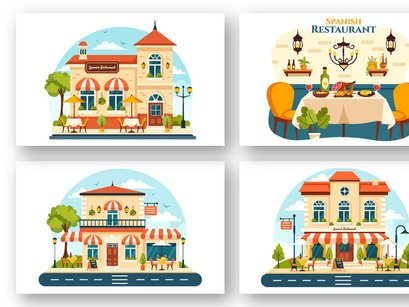 12 Spanish Restaurant Illustration