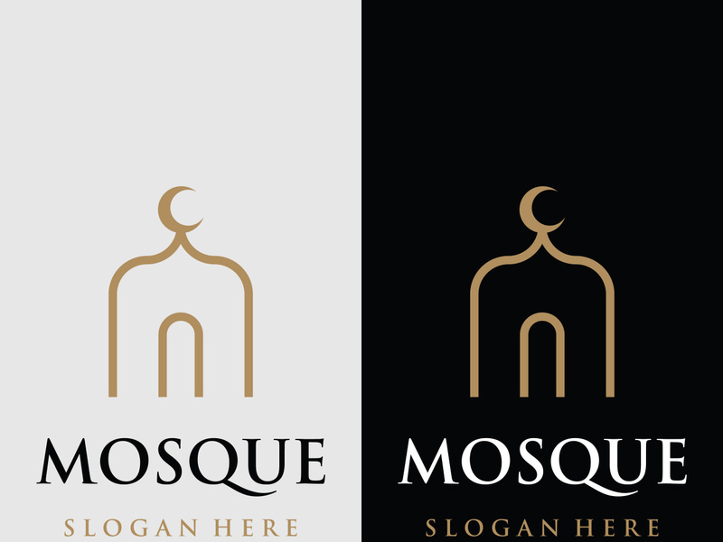 Unique,modern and creative luxury mosque logo with monogram.Logo for islamic,ramadan,company.