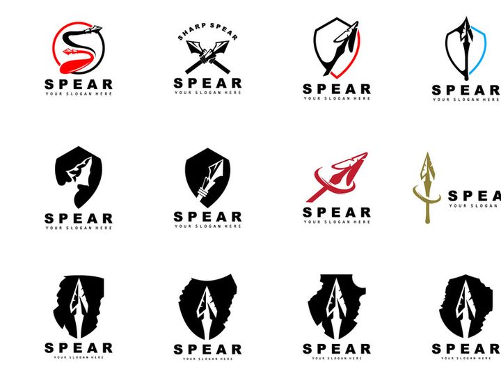 Spear Logo, Hunting Gear Design, Arrow War Weapon, Product Brand Vector