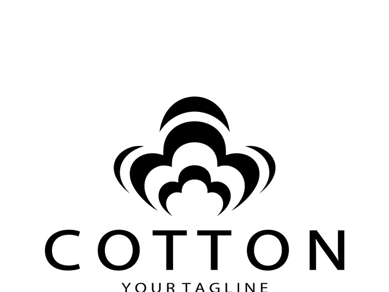 Soft natural organic cotton flower plant logo for cotton plantations, industries,business,textile,clothing and beauty,vector