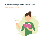 A teacher brings book and teaches