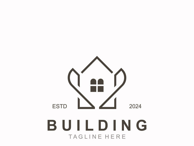 Building logo construction modern real estate symbol for architecture house and property design