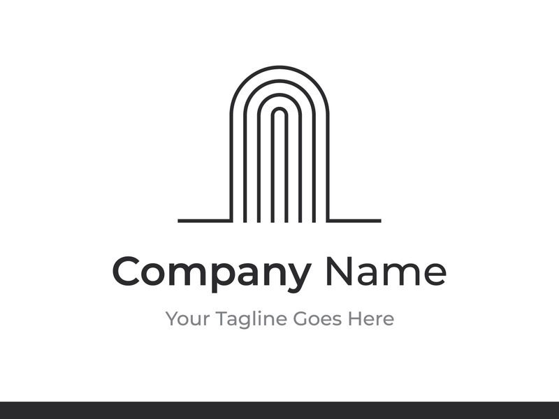 Simple open door abstract logo design, interior with geometric shapes or monogram.For building construction, business.property and company.