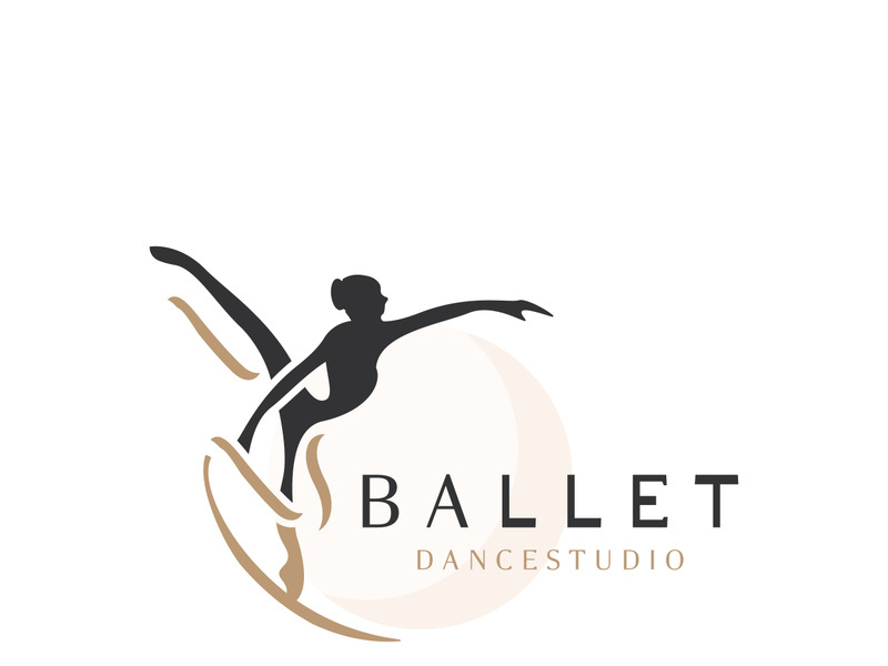 Ballet Dance studio logo design. Silhouette of a girl Dancing class abstract figure illustration