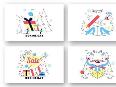 6 Boxing Day Vector Illustration