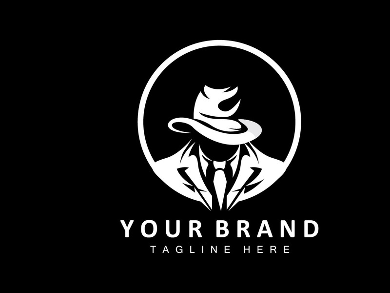 Mafia Logo Design, Tuxedo Suit Icon, Vector Businessman, Logo Detective, Brand Label