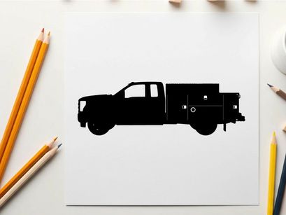 Silhouette of a utility truck with a large storage compartment