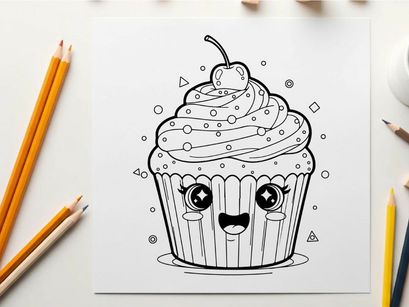 Cute cupcake character smiling vector illustration flat design
