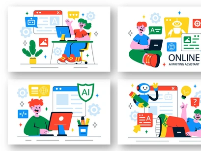 10 Online AI Writing Assistant Illustration