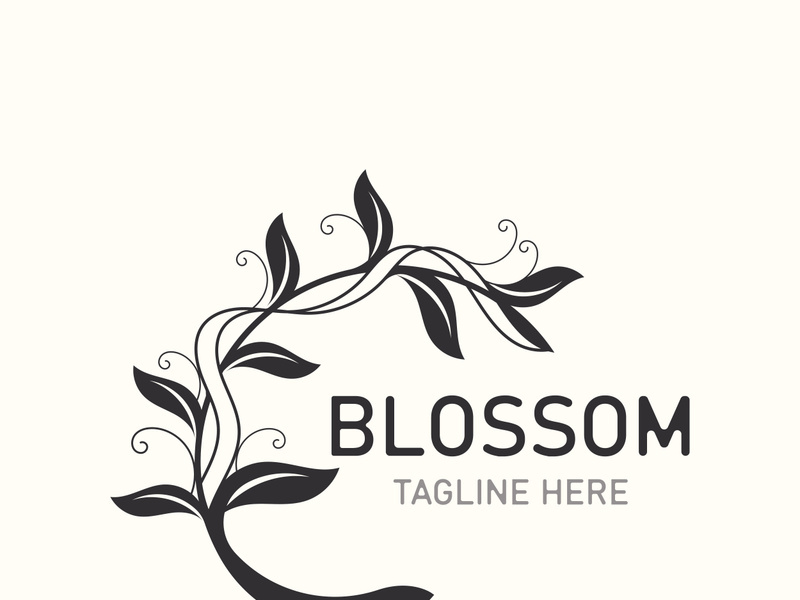 Blossom floral beautiful leaf and flower vector art, icon graphic decoration business wedding template