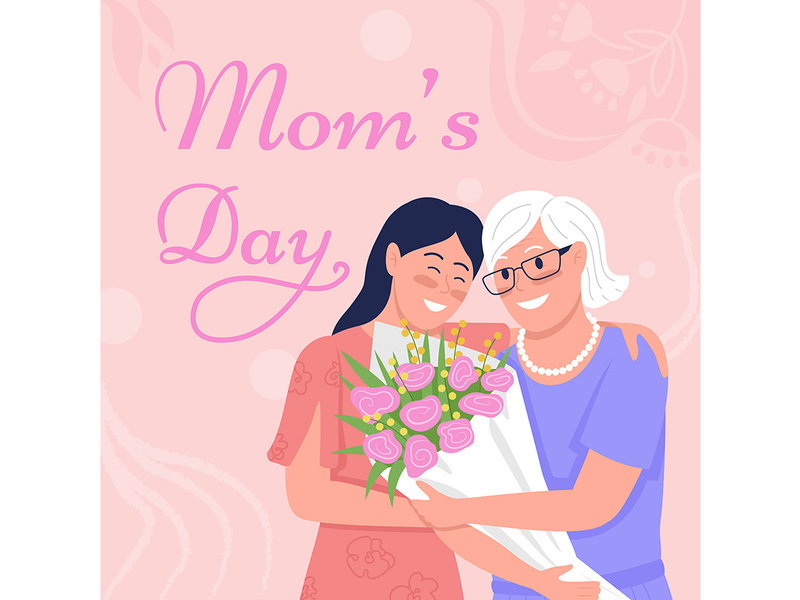 Mom day greeting card template