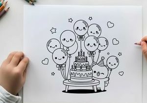 Cute cartoon kids celebrating birthday cake vector illustration