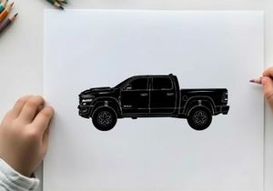 Silhouette of a black pickup truck with a crew cab silhouette