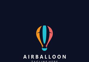 Air balloon logo creative design air transport symbol template simple illustration