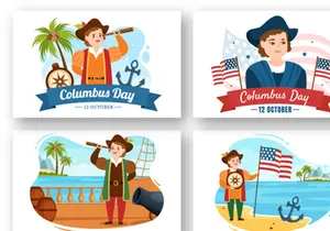 17 Happy Columbus Day National Holiday Illustration