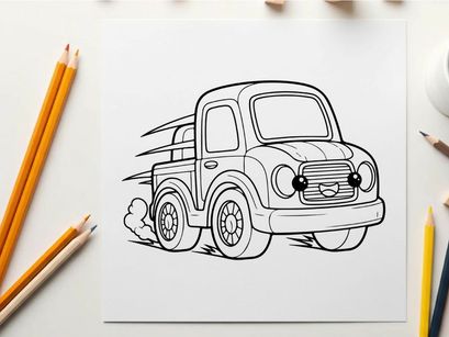 Vintage pickup truck cartoon vector illustration flat design