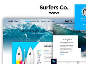 Surfers Co. – A Bootstrap-ready PSD template preview picture