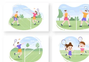 15 Badminton Player Design Illustration